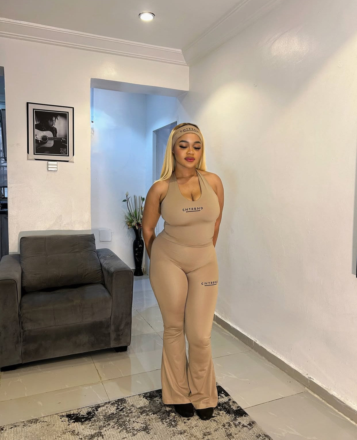Beige Flared Pants