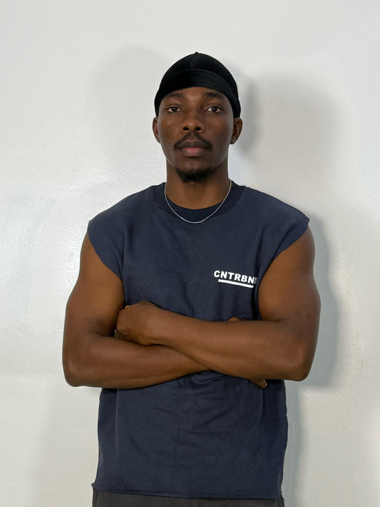 Navy Unhemmed Vest