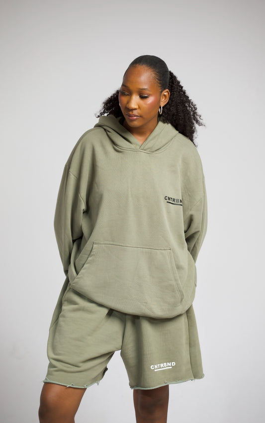 Green Hoodie + Shorts Set
