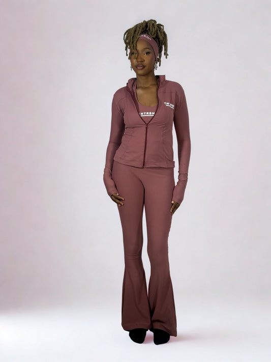 Rose Pink Headband, Flared Pants, Compression Jacket