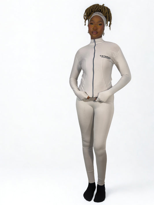 Grey Headband, Leggings, Compression Jacket