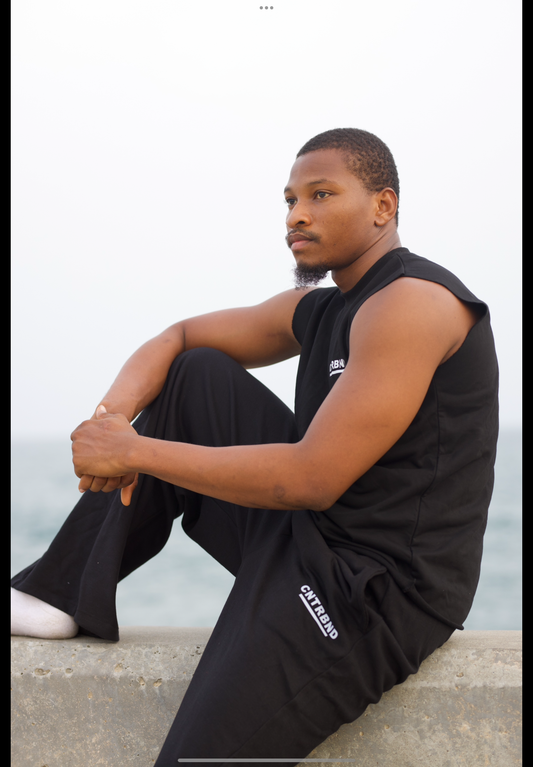 Black Unhemmed Vest