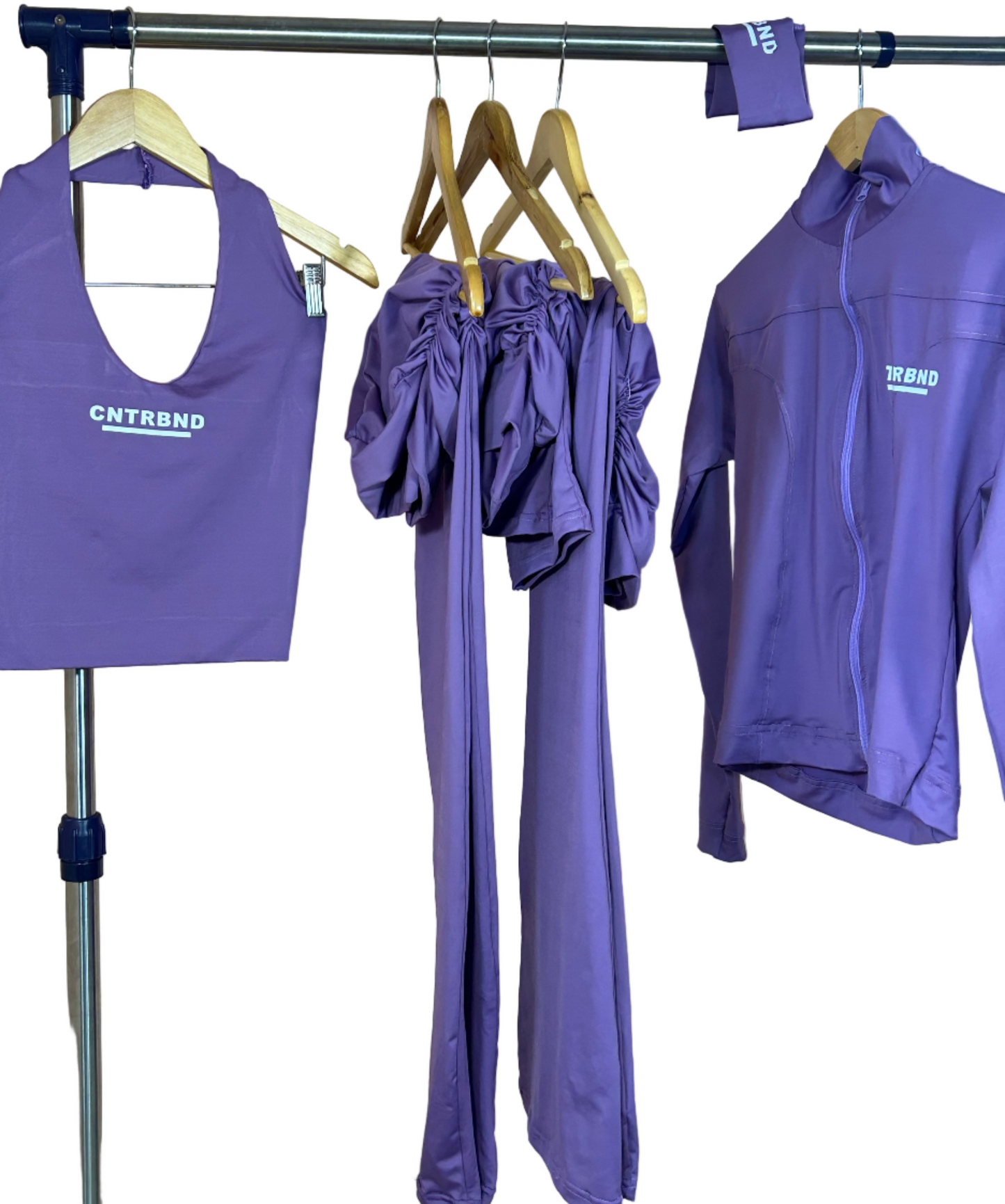 Lilac 6 IN 1 Full Set(Shorts, Headband, Compression Jacket, Flared Pant, Leggings, Halter Neck)