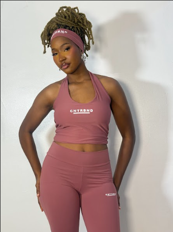 Rose Pink Halter Neck, Shorts, Headband