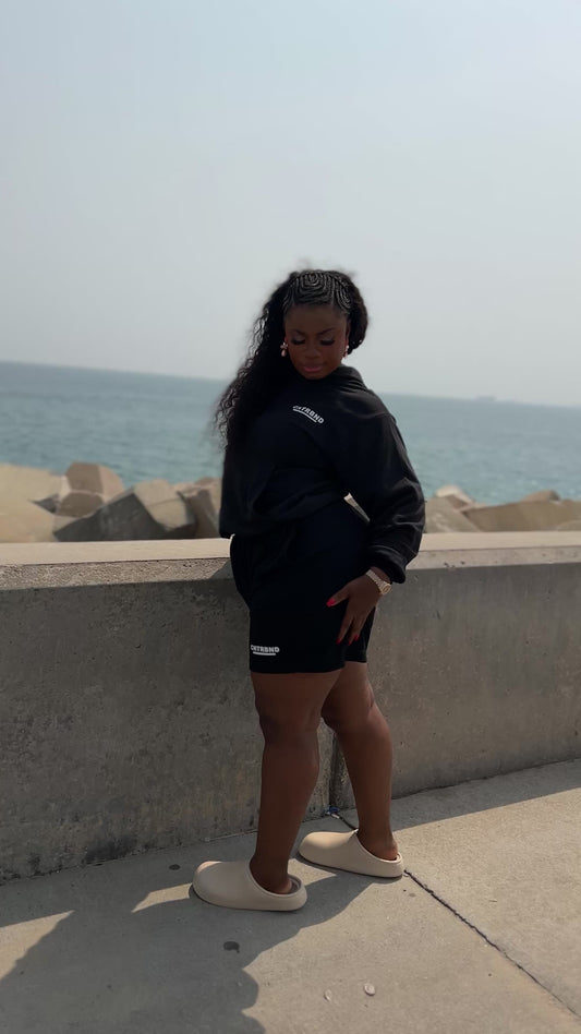 Black Hoodie + Shorts Set